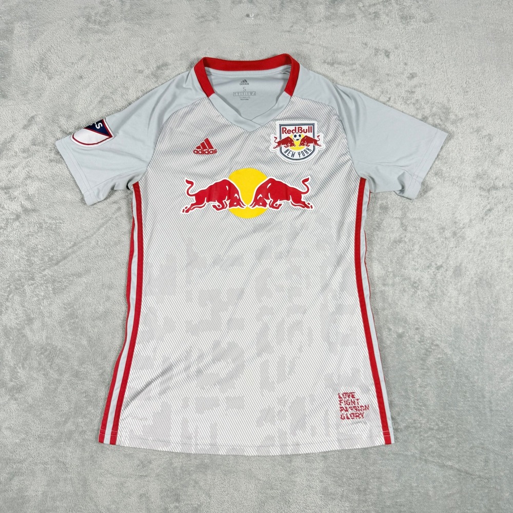 Adidas Mens S New York Red Bull Soccer Jersey Grey